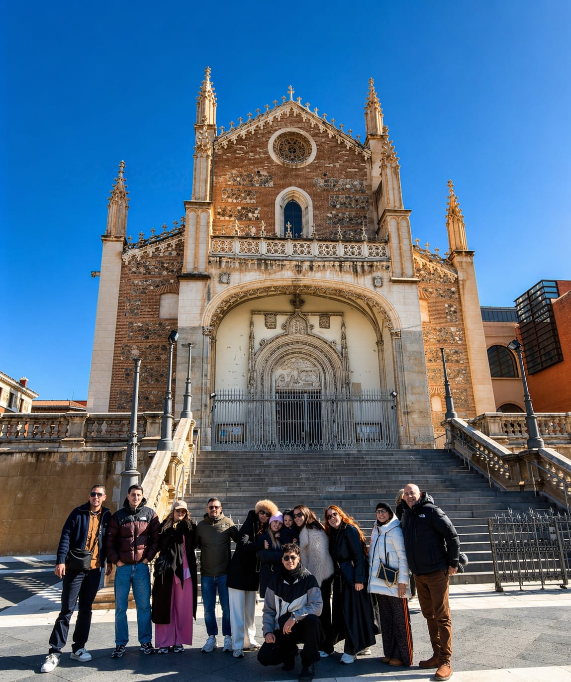 Tour group in front of a Madrid church